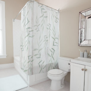 Rideaux De Douche Maison de campagne botanique blanc bois rustique f