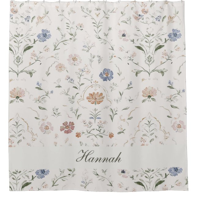 Rideaux De Douche Maison de campagne fantaisiste beige monogramme fl (Devant)