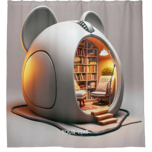 Rideaux De Douche Maison de souris ordinateur mignonne Imaginaire