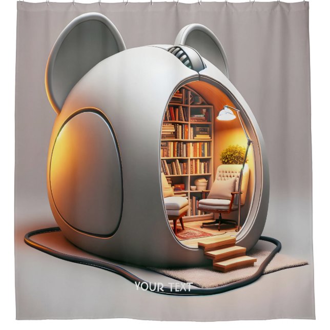 Rideaux De Douche Maison de souris ordinateur mignonne Imaginaire (Devant)