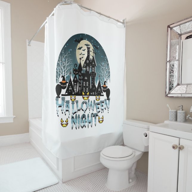 Rideaux De Douche Maison hantée, Soirée d'Halloween effrayante (En situation)
