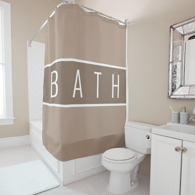 Rideaux De Douche Maison rustique Chic Beige Brown Blanc (En situation)