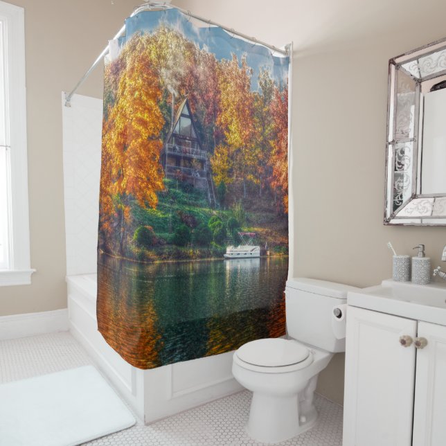 Rideaux De Douche Maison sur le lac (En situation)