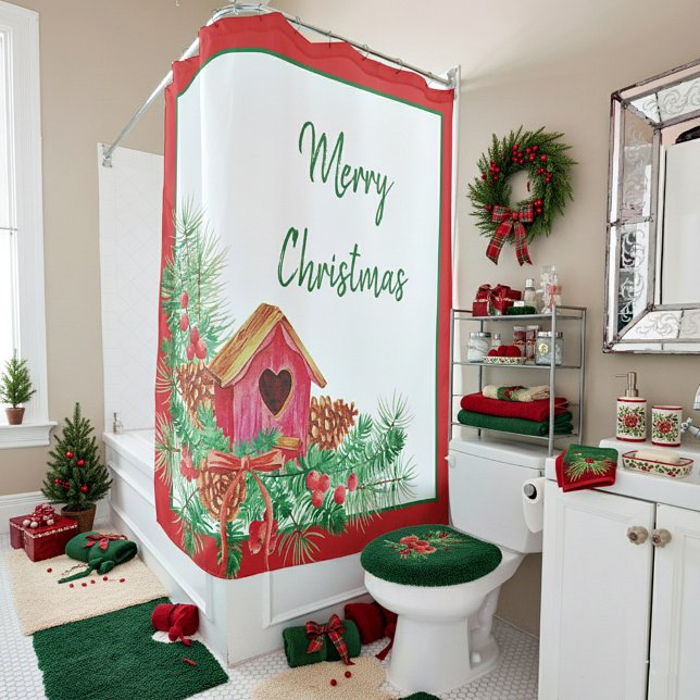 Rideaux De Douche Maisonnette à oiseaux à l'aquarelle mignonne pour  (Créateur téléchargé)