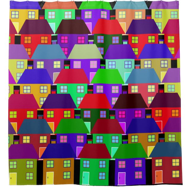 RIDEAUX DE DOUCHE MAISONS COMMUNAUTÉ MAISON COLORÉE (Devant)