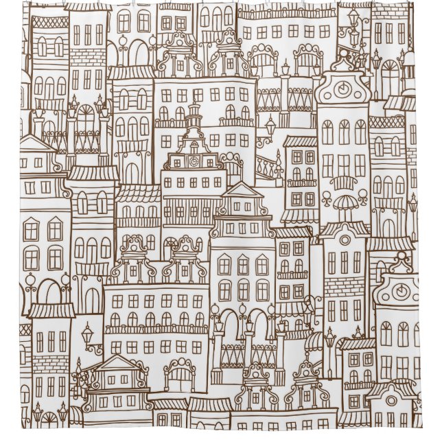 Rideaux De Douche Maisons vintages : Architectural Seamless Motif. (Devant)