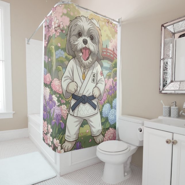 Rideaux De Douche Maître de Judo Shih Tzu (En situation)