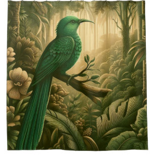 Rideaux De Douche Majestic Tropical Bird dans la jungle verdoyante 3