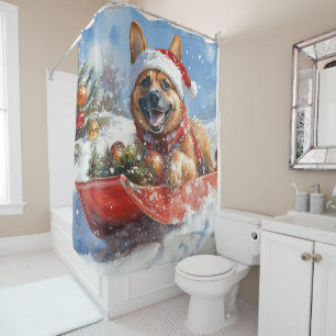 Rideaux De Douche Malinois belge dans un traîneau 'Laissez tomber la