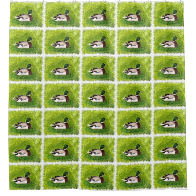 Rideaux De Douche Mallard Canard Peinture Peinture Douche Rideaux (Devant)