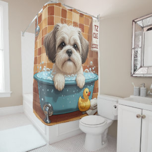 Rideaux De Douche Malti Tzu Sloppy Sleepy Cute Funny