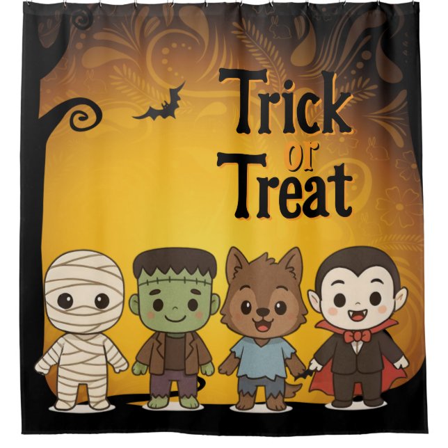 Rideaux De Douche Maman mignonne, Frankenstein, Dracula, loup-garou (Devant)