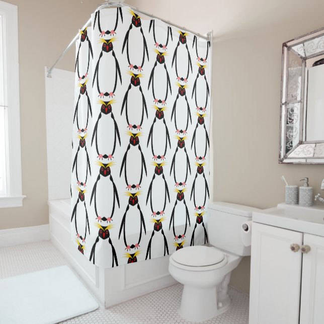 Rideaux De Douche Manchot rockhopper ou macaroni (En situation)