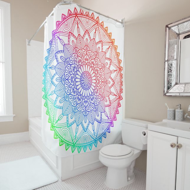 Rideaux De Douche Mandala Arc-en-ciel  (En situation)