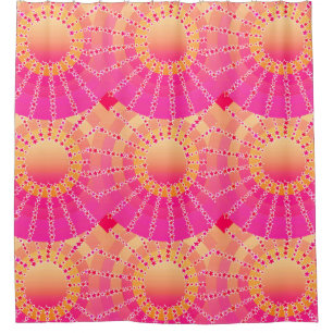 Rideaux De Douche Mandala avec étoiles - dégradé de satin rose et co