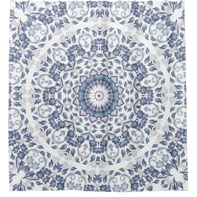 Rideaux De Douche Mandala bleu gris (Devant)