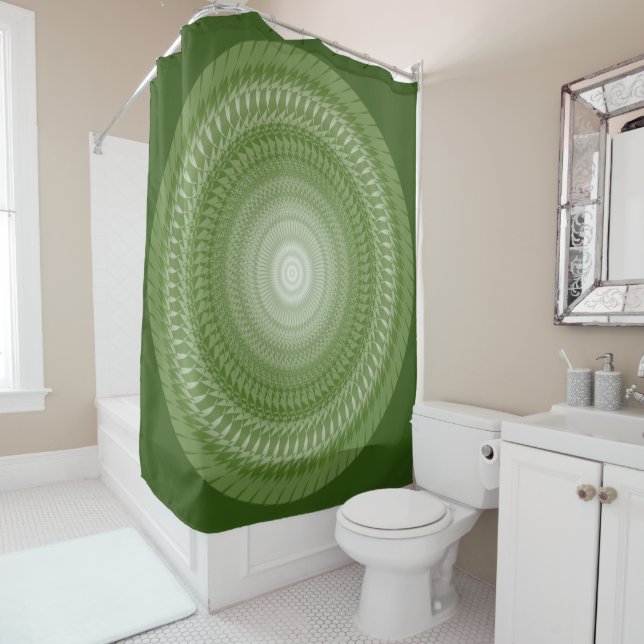 Rideaux De Douche Mandala de scies vertes en tribaux (En situation)