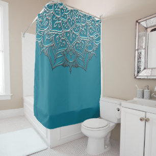 Rideaux De Douche Mandala élégant minimal marocain bleu-vert et arge