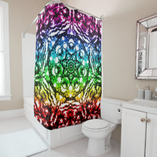 Rideaux De Douche Mandala étoile arc-en-ciel Tie Dye