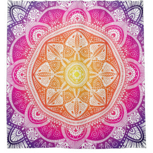 Rideaux De Douche Mandala fleuri ornemental : vintage coloré.