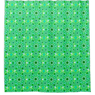 Rideaux De Douche Mandala motif, vert émeraude et paon