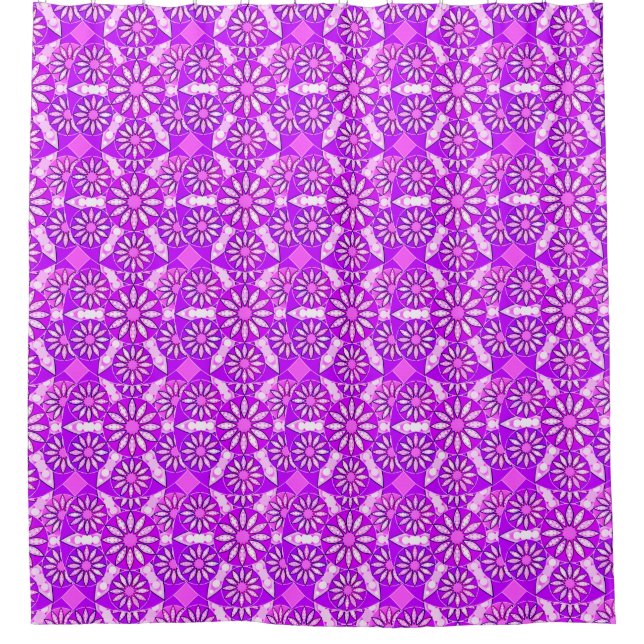 Rideaux De Douche Mandala motif, violet, orchidée et rose (Devant)