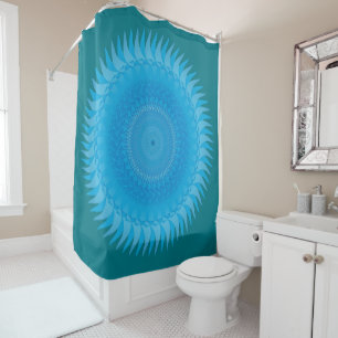 Rideaux De Douche Mandala Soleil Bleu clair