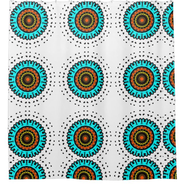 Rideaux De Douche Mandala Teal Orbit (Devant)