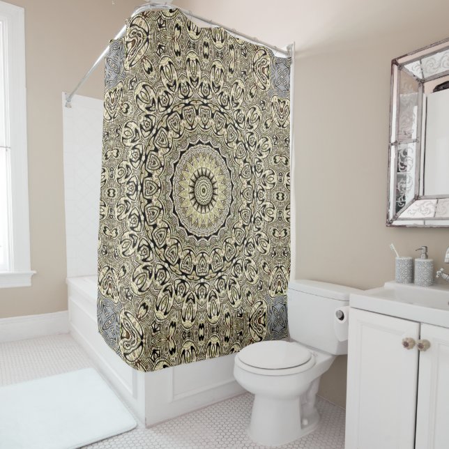 Rideaux De Douche Mandala Tons Terreux Motifs Géométriques Intrinsèq (En situation)