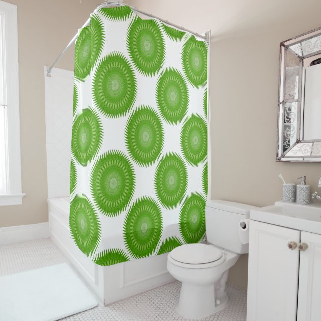 Rideaux De Douche Mandala vert Soleil (En situation)
