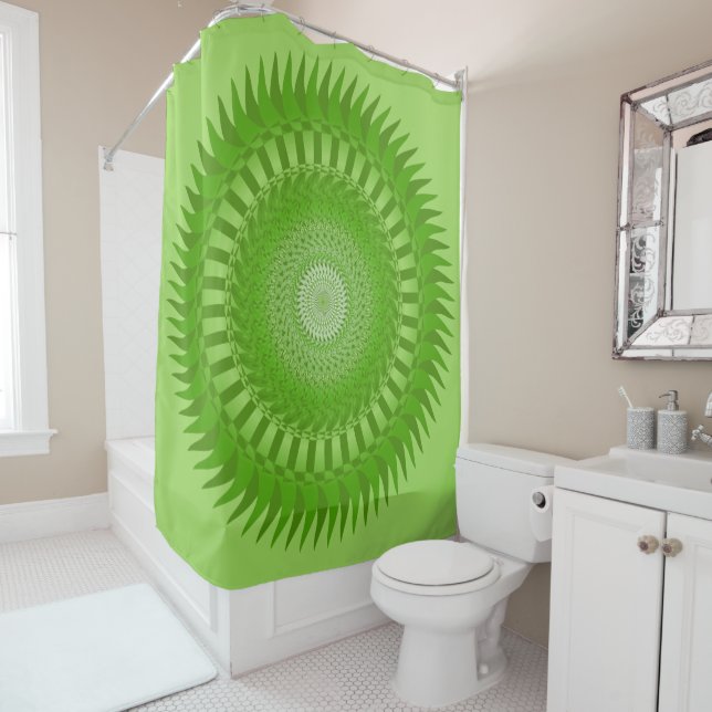 Rideaux De Douche Mandala vert Soleil (En situation)