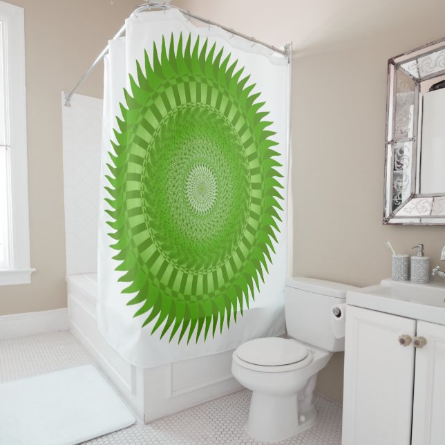 Rideaux De Douche Mandala vert Soleil (En situation)