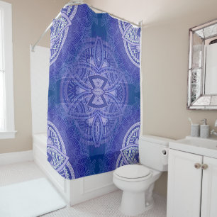 Rideaux De Douche Mandalas en motif répétitif mixte néerlandais-bleu