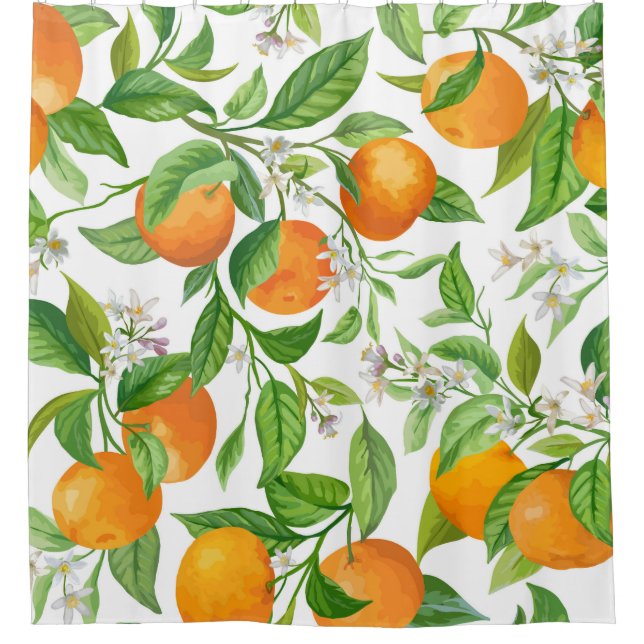 Rideaux De Douche Mandarin : Motif coloré tropical (Devant)