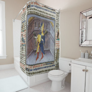 RIDEAUX DE DOUCHE MANUSCRIT MÉDIÉVAL DE LA MAIN DE JESTER