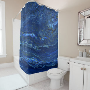 Rideaux De Douche Marbre acrylique bleu marine et marbre d'or Faux