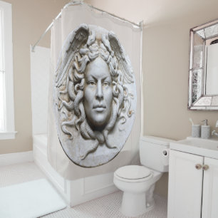 Rideaux De Douche Marbre beige neutre de style néoclassique Medusa