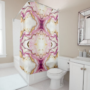 Rideaux De Douche Marbre Blanc Or Rose Joli
