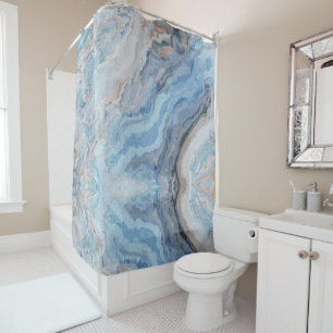 Rideaux De Douche Marbre bleu avec belle déco noir or