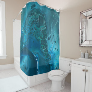 Rideaux De Douche Marbre bleu Turquoise Aquamarine Acrylique Abrég