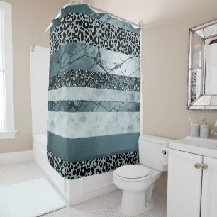 Rideaux De Douche Marbre léopard pailleté rayures Glam 2