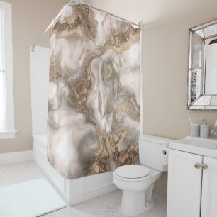 Rideaux De Douche Marbre liquide - perle et or