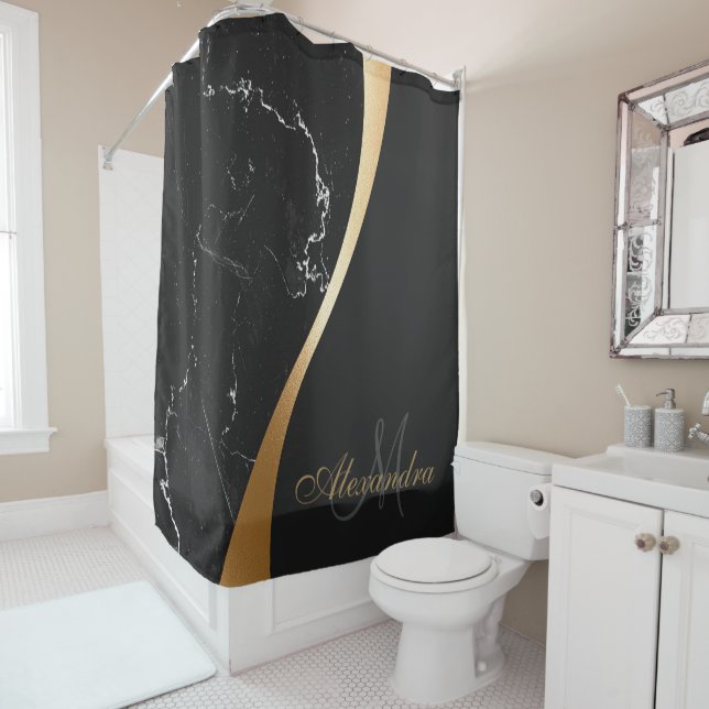 Rideaux De Douche Marbre noir (En situation)