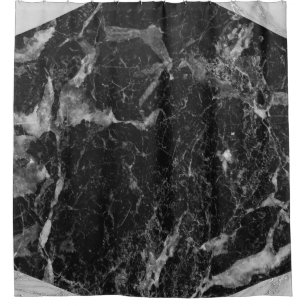 Rideaux De Douche Marbre Noir Blanc & Argent Moderne Glam Tendance