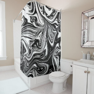 Rideaux De Douche Marbre noir blanc Swirl élégant chic tendance
