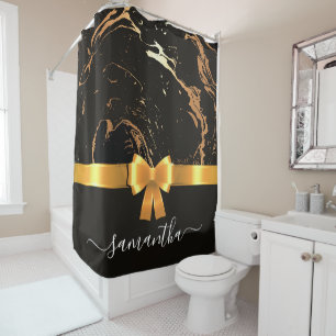 Rideaux De Douche Marbre noir et ruban