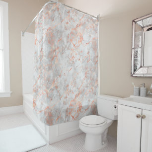 Rideaux De Douche Marbre or blanc et Rose 4
