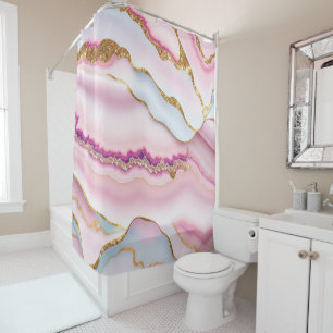 Rideaux De Douche Marbre rose clair Agate Collection tendance