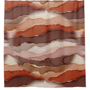 Rideaux De Douche Marbre Veine d'Or Terracotta - Luxe Chaud