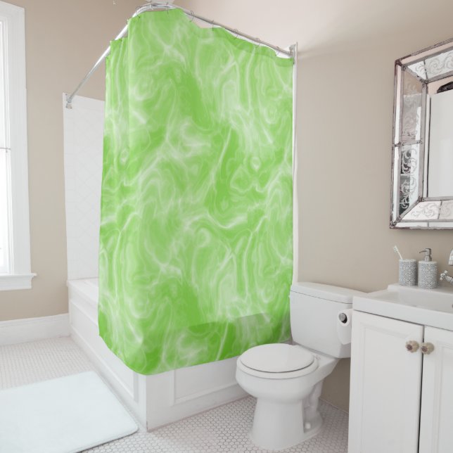 Rideaux De Douche marbre vert et blanc abstrait (En situation)